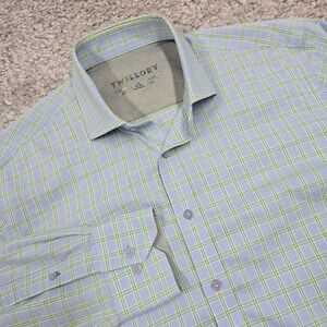 Twillory Men Plaid Performance Button Up Dress Shirt Size 16 32-33 Office Preppy